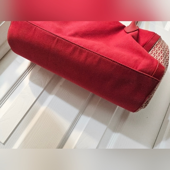 Tory Burch Red Savannah Print Women's Canvas Tote - Picture 8 of 15